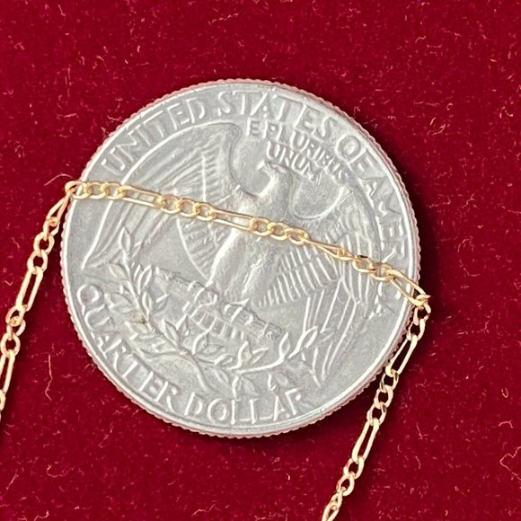 2 Linked Solid 14 K Gold 7 inch Figaro Bracelets - Picture 4 of 7